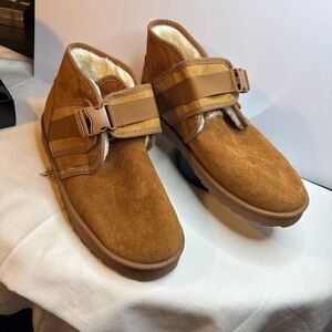 American Exchange Boots tan Brown Suede like Faux Fur Lining adjustable 10 NEW